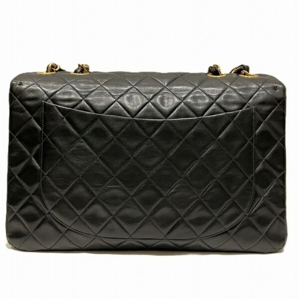 Authentic CHANEL Jumbo Maxi XL 24K Gold Flap Bag Lambskin Chain Shoulder Black - Picture 5 of 11